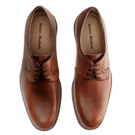 Zapato estilo Blucher en Cuero Caoba