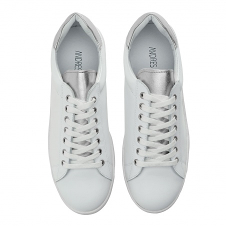 Trainers in White & Silver Leather