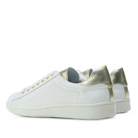 Trainers in White & Bronze Leather