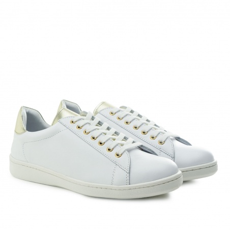 Trainers in White & Bronze Leather