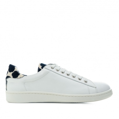Trainers in White & Cow Print Leather