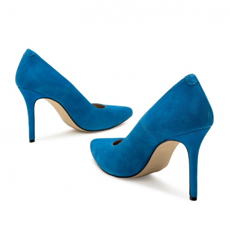 Zapato Tacón de Ante Azul