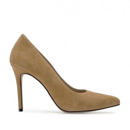 Heeled Shoes in Camel Suede Leather