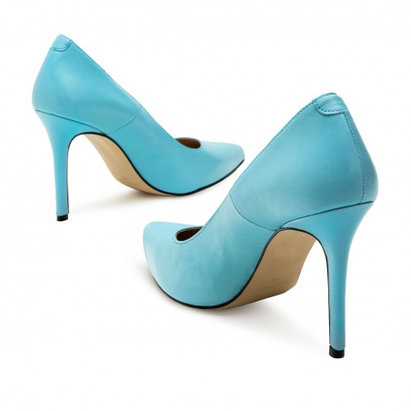Heeled Shoes in Light Blue Nappa Leather