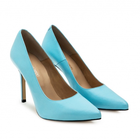 Heeled Shoes in Light Blue Nappa Leather