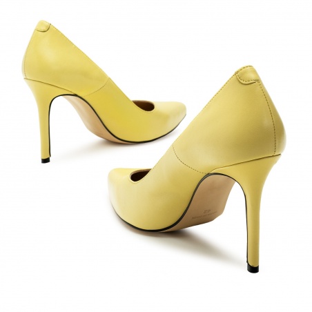 Heeled Shoes in Yellow Nappa Leather