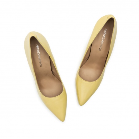 Heeled Shoes in Yellow Nappa Leather