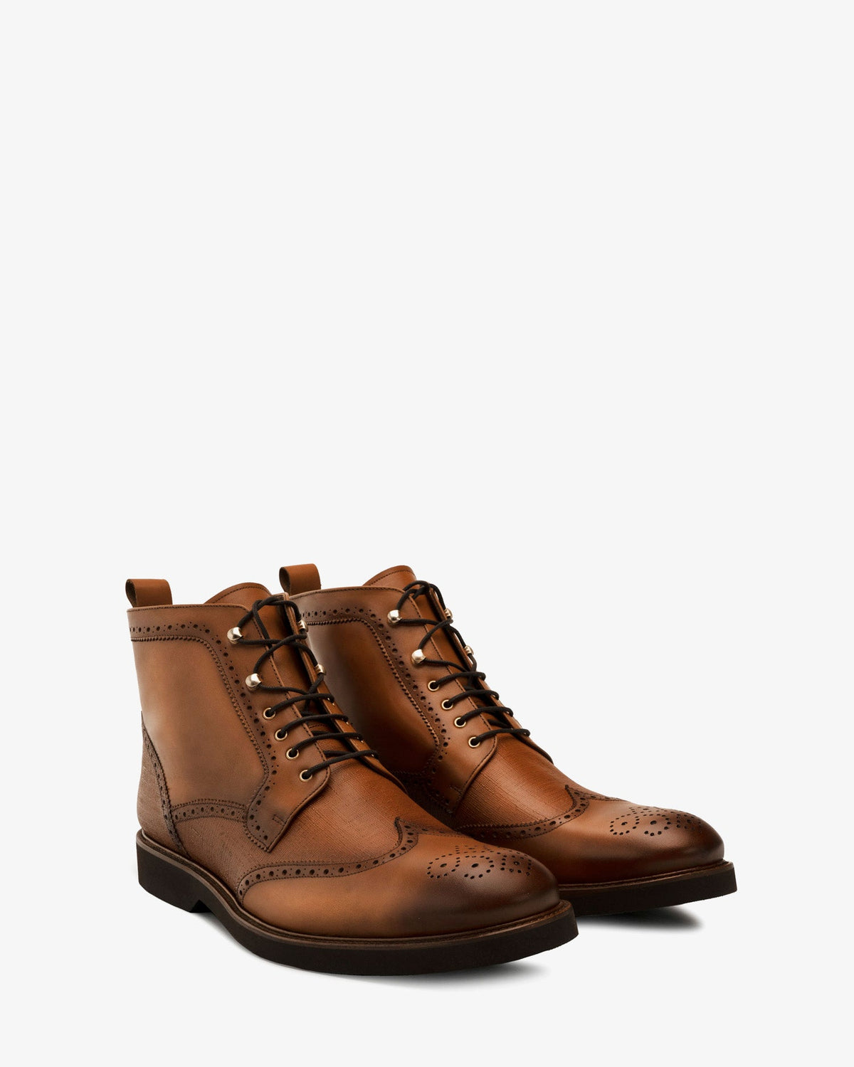 Brown leather ankle boots