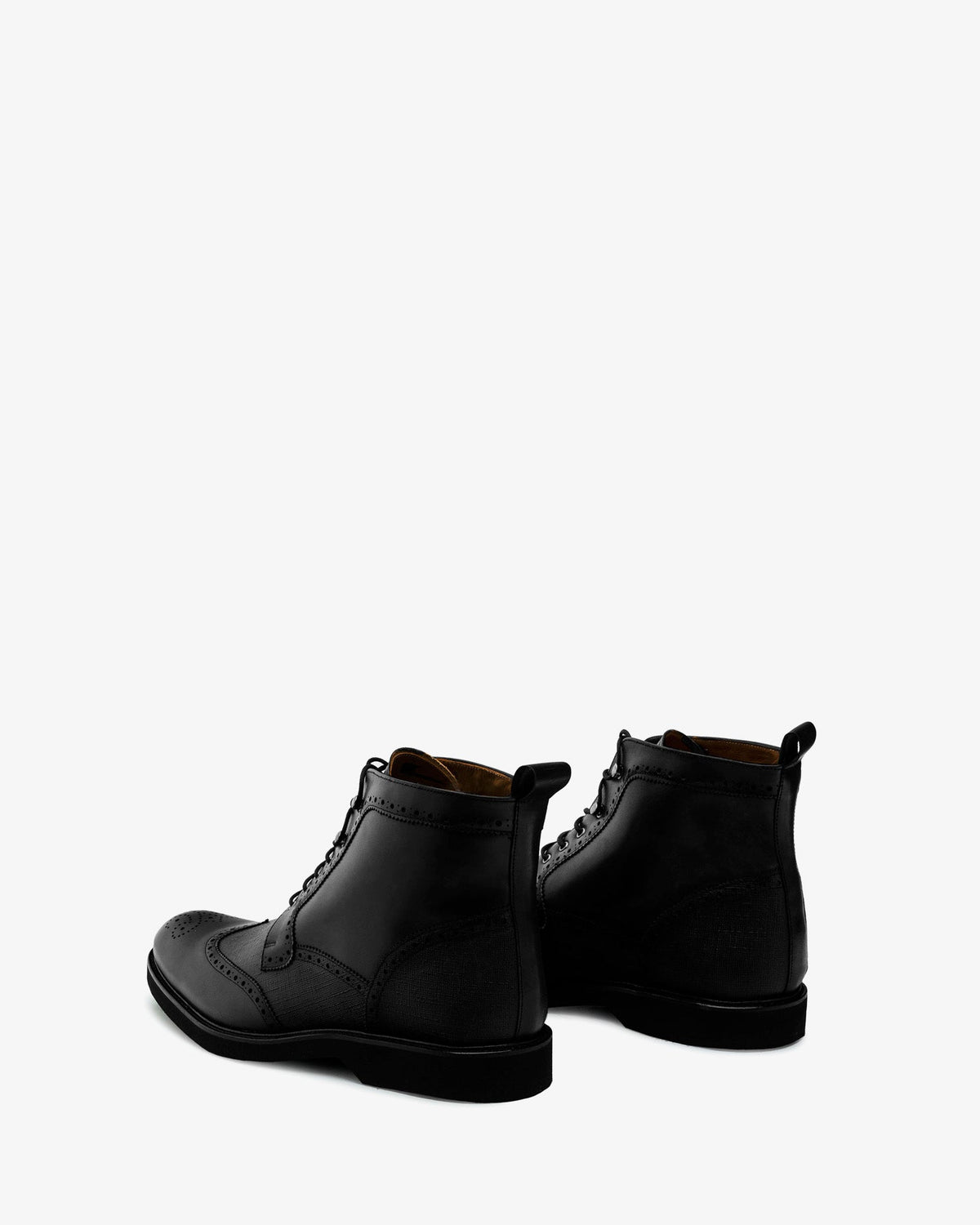 Black Wingtip Leather Boots
