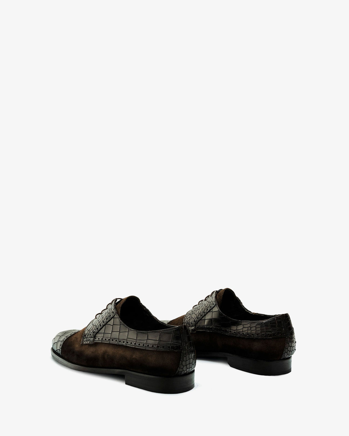 Brown Croc Leather Blucher Shoes