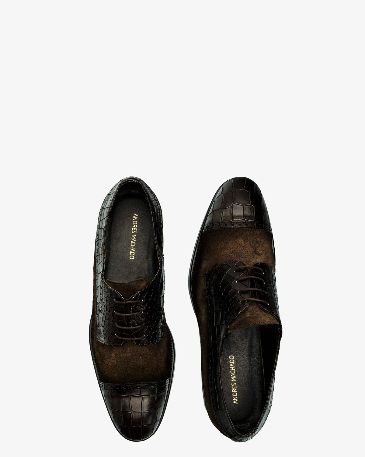 Brown Croc Leather Blucher Shoes