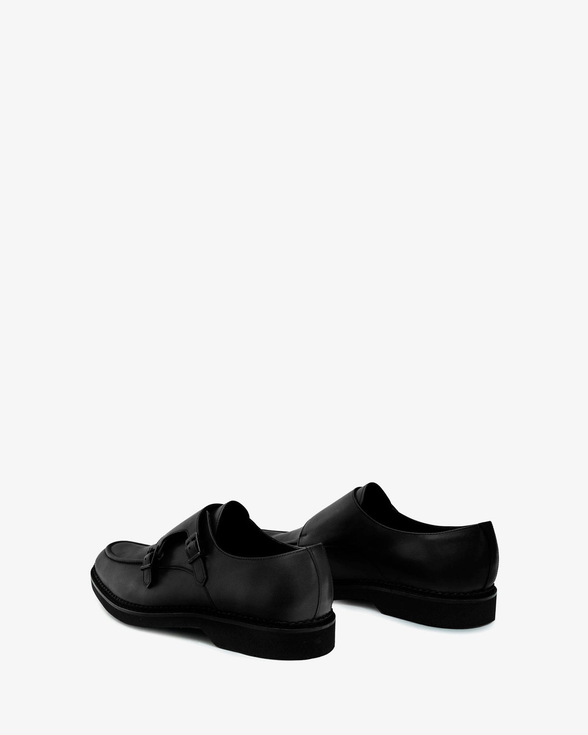 Black leather monk strap shoe