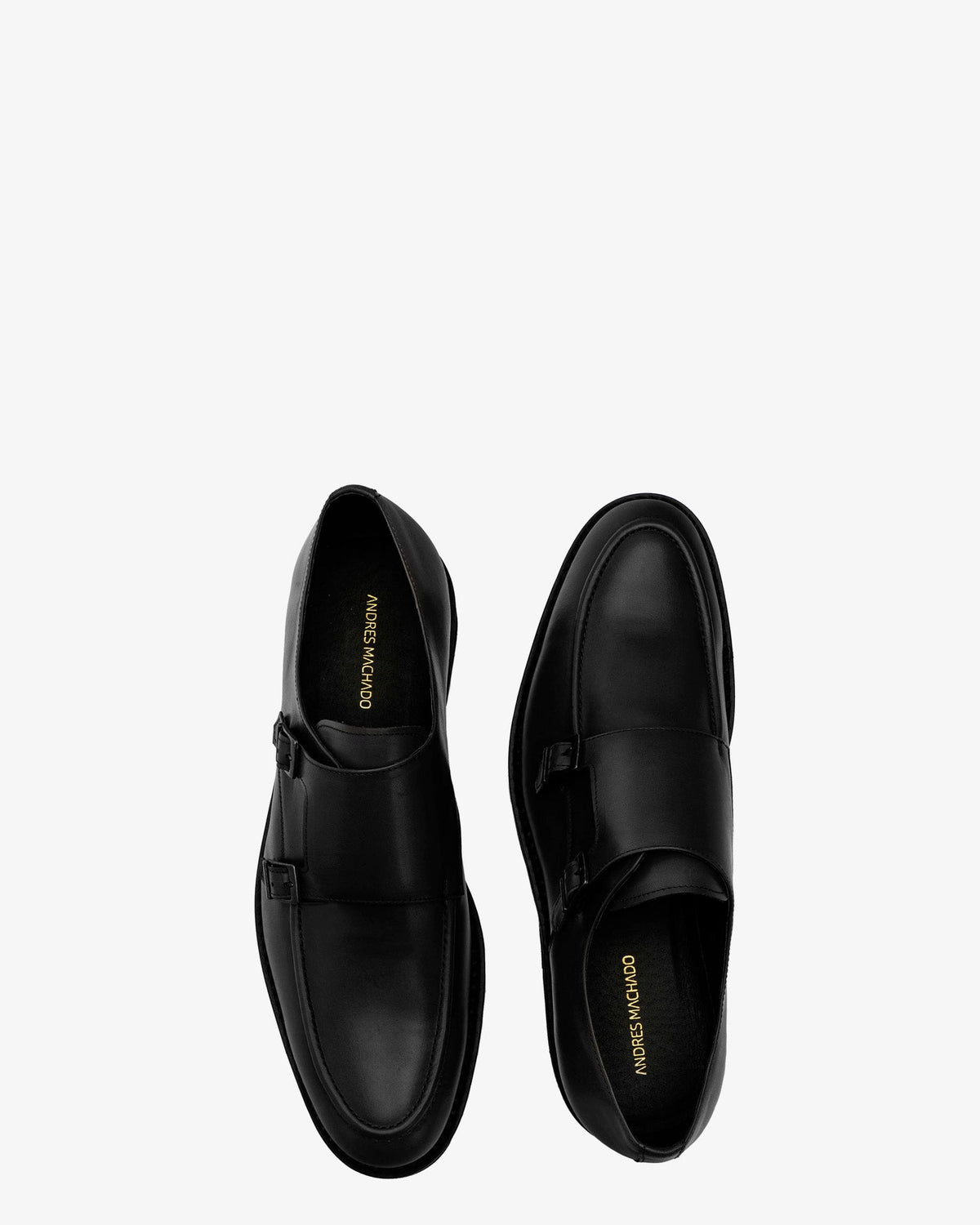 Black leather monk strap shoe