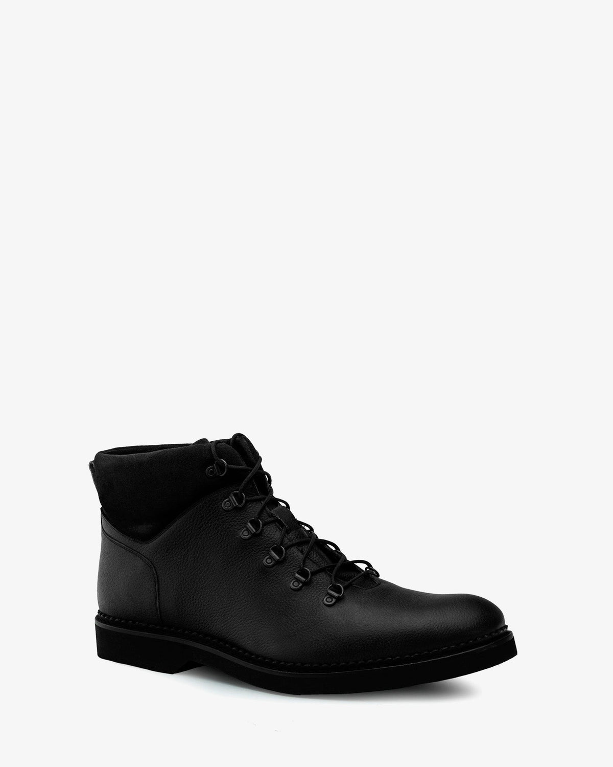 Black embossed leather ankle boot