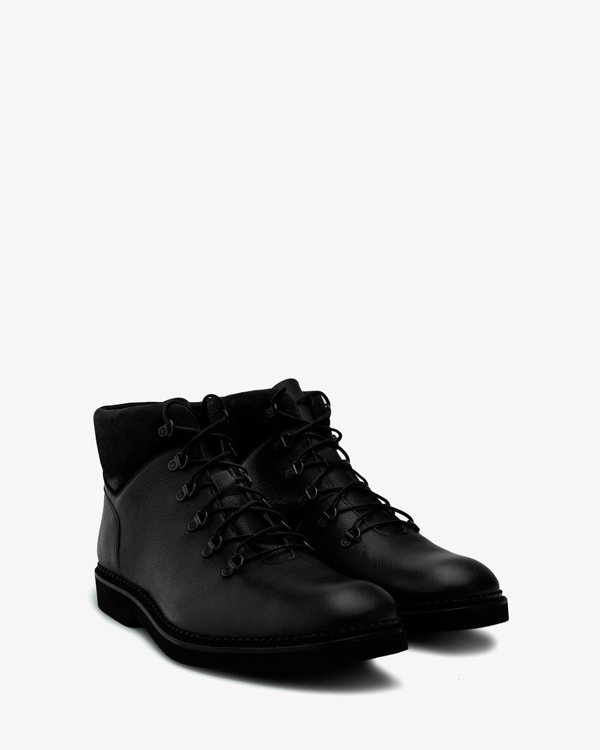 Black embossed leather ankle boot