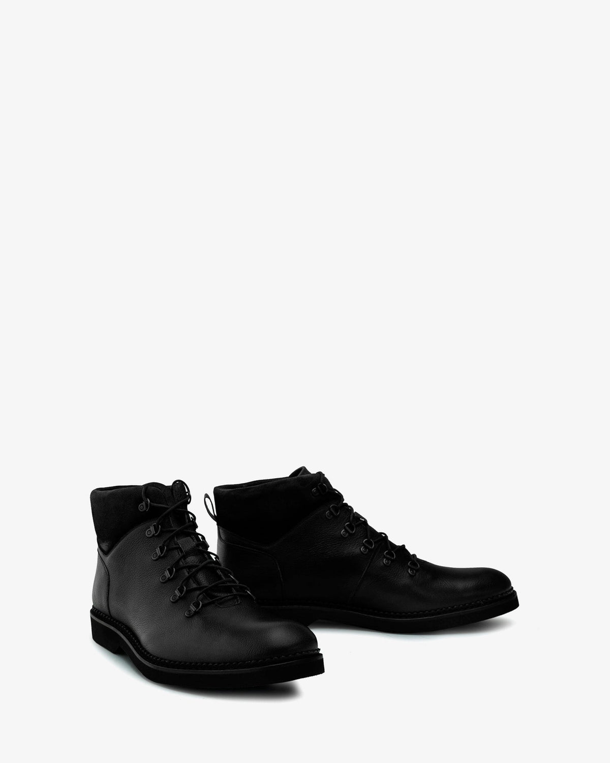 Black embossed leather ankle boot