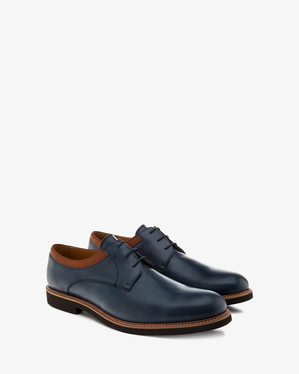 Men's Bluchers in Blue Leather