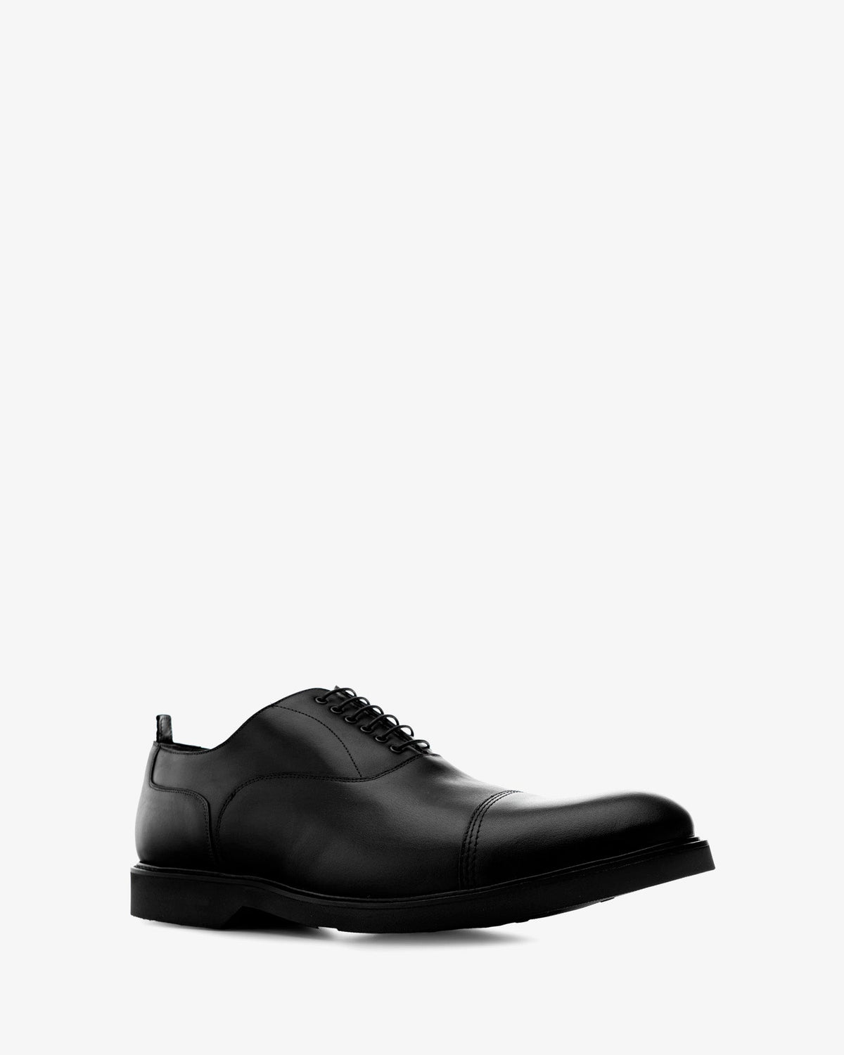 Black leather oxford style shoes