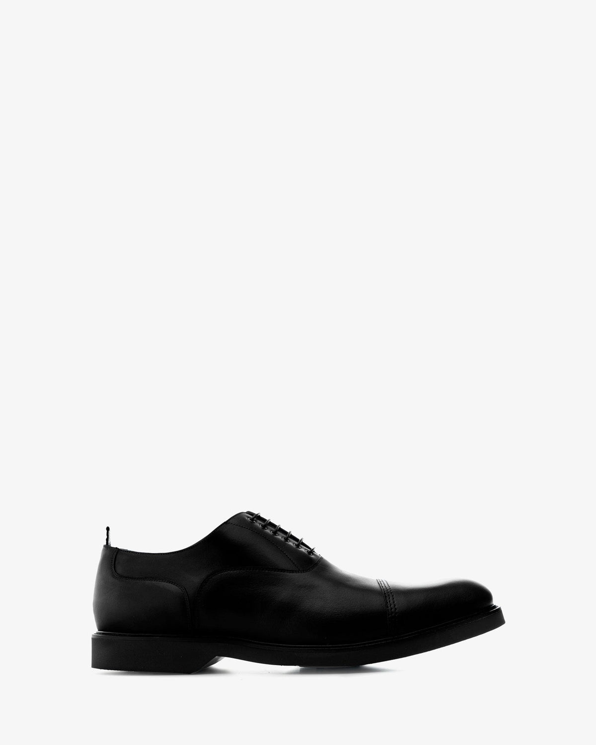 Black leather oxford style shoes