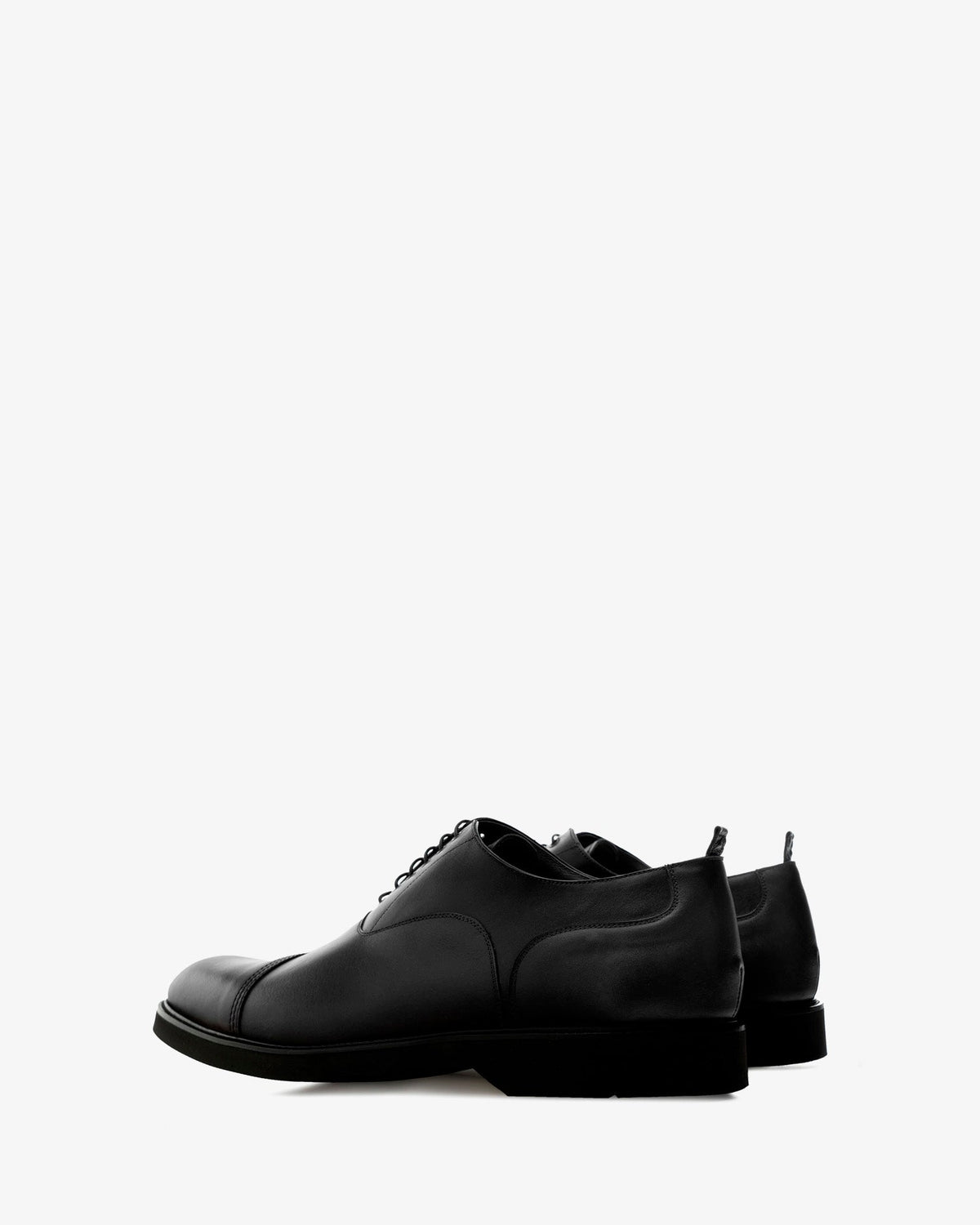 Black leather oxford style shoes