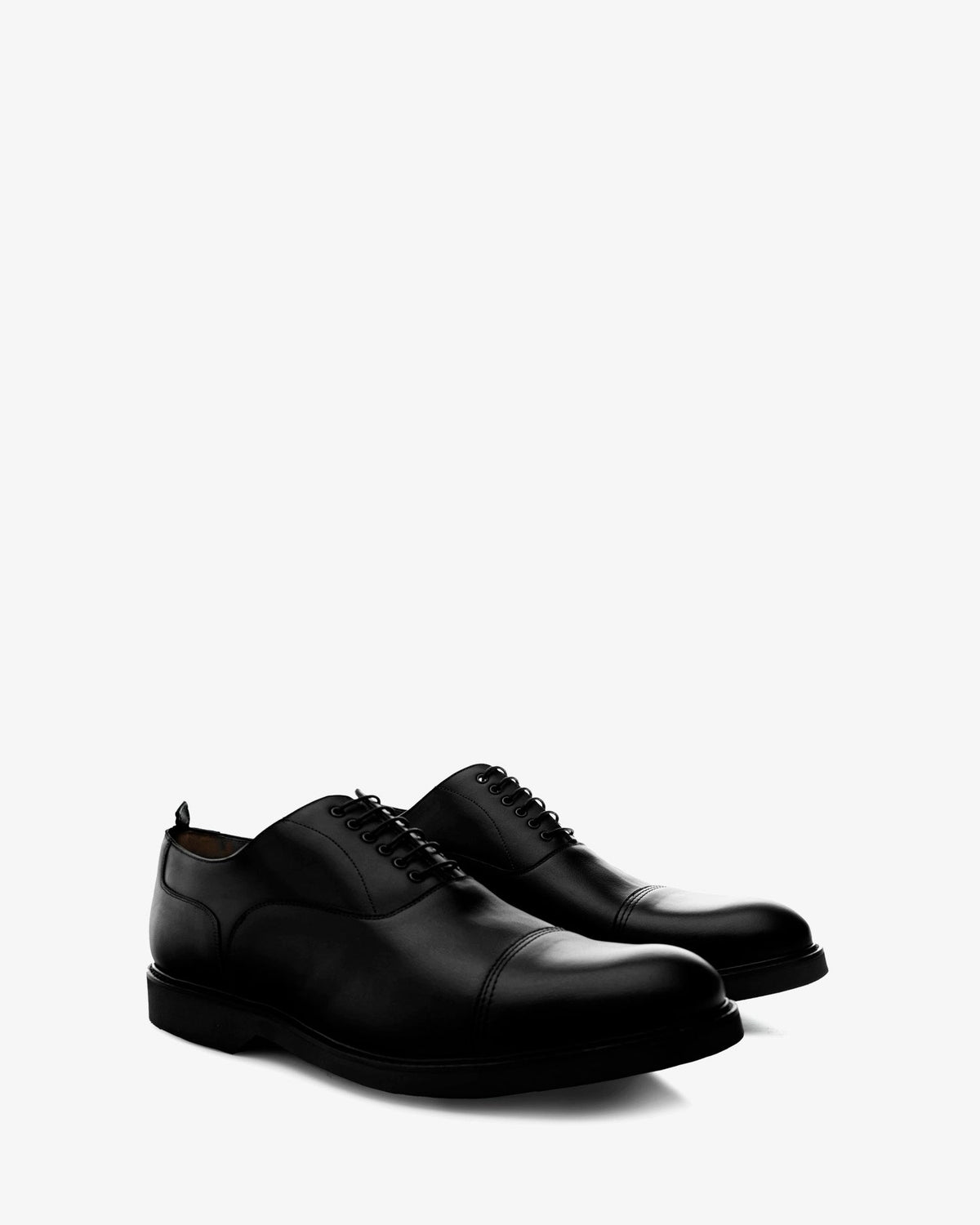 Black leather oxford style shoes