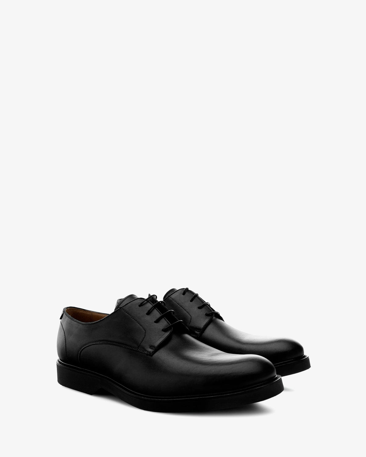 Black leather oxford style shoes