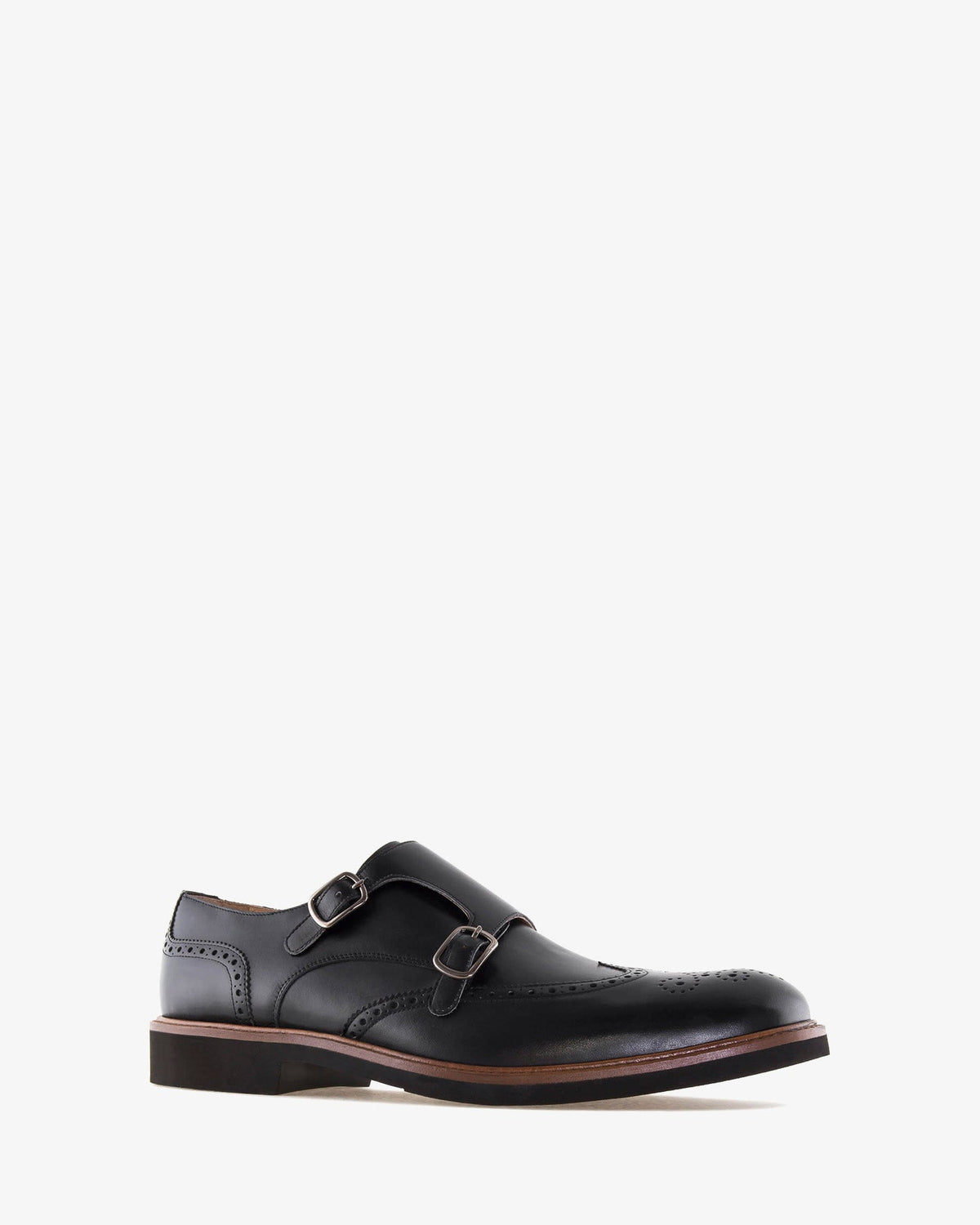 Monk Shoes in Black Leather