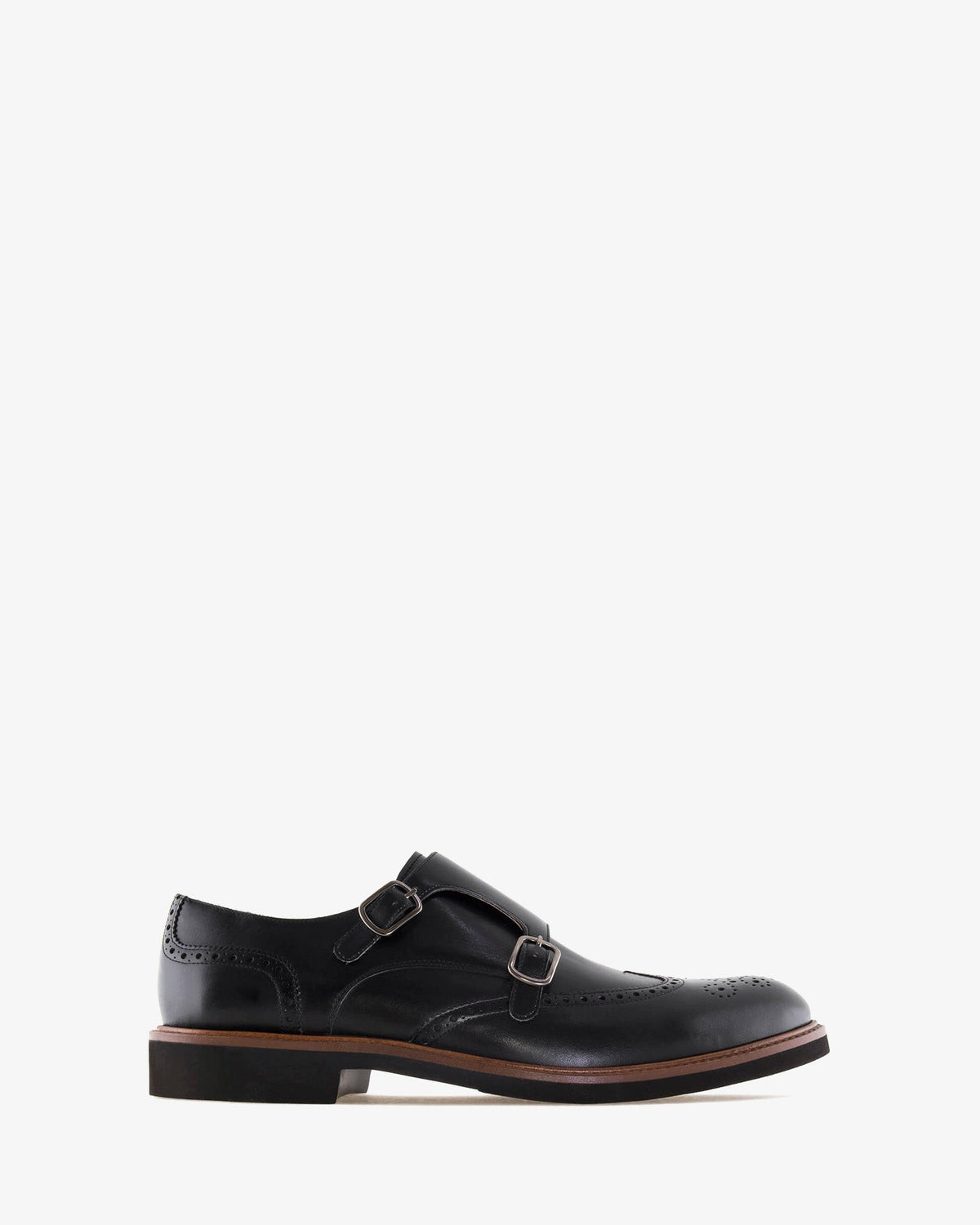 Monk Shoes in Black Leather