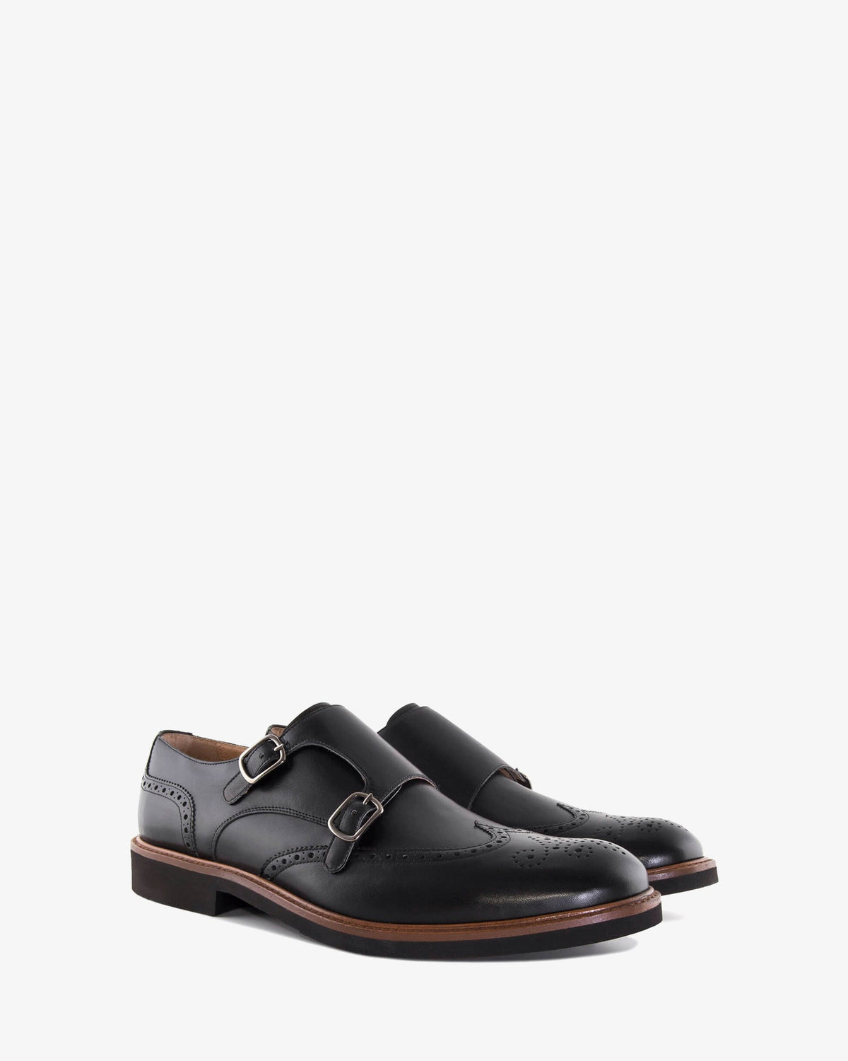 Monk Shoes in Black Leather