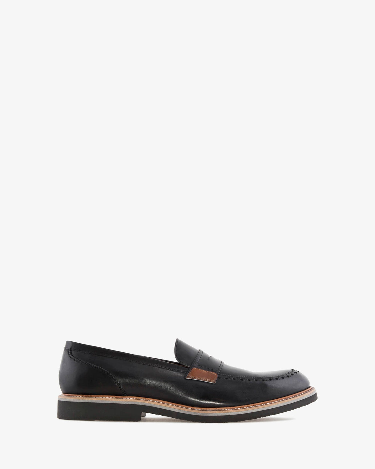 Black leather loafers