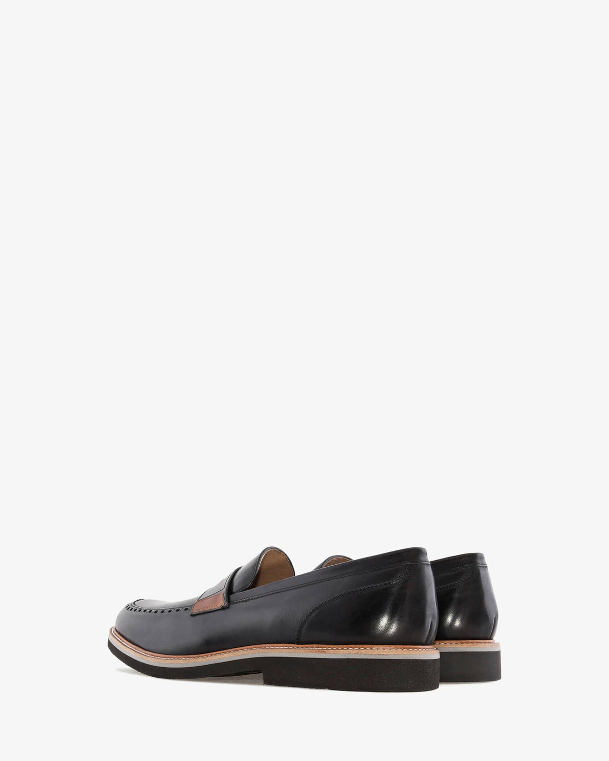 Black leather loafers