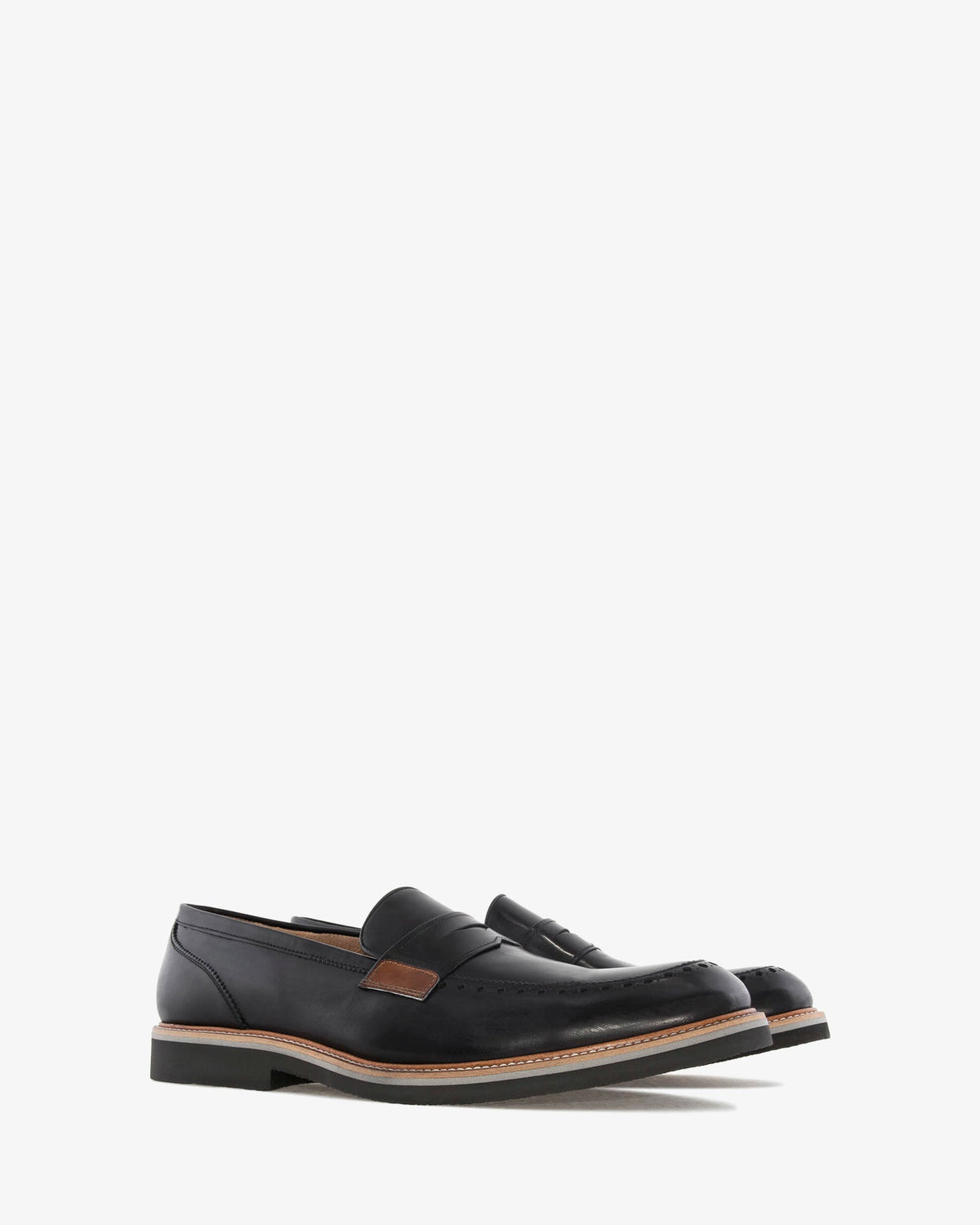 Black leather loafers