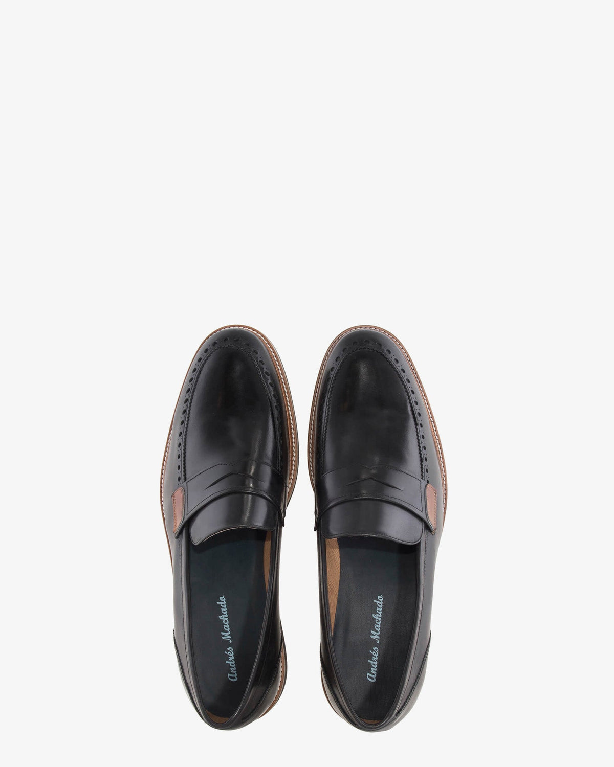 Black leather loafers