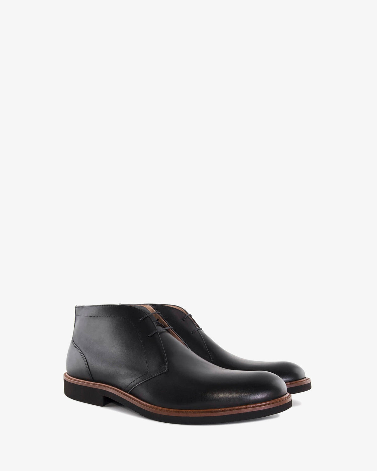 Black leather ankle boot
