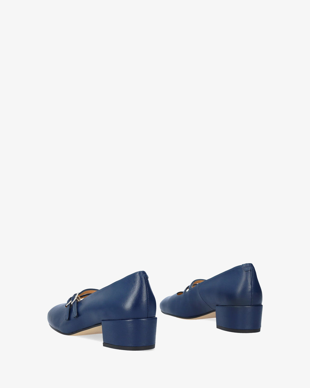 Zapato tacón en piel azul marino