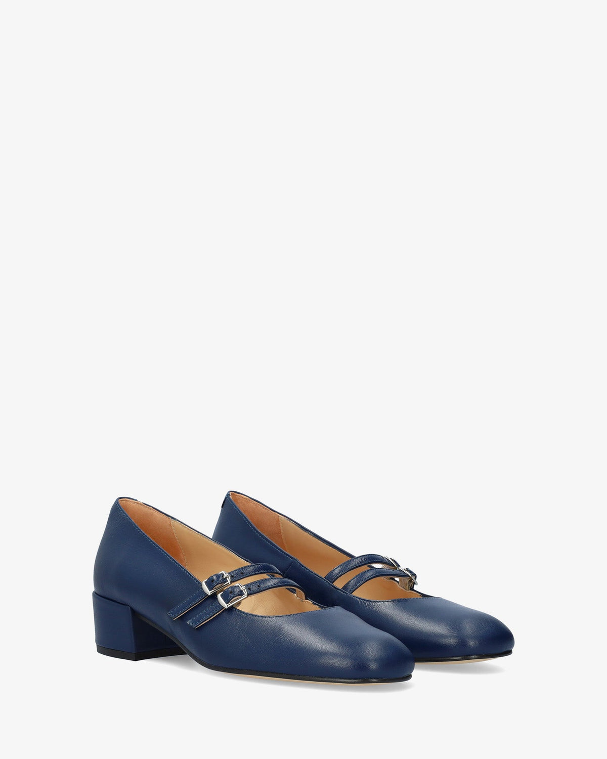 Zapato tacón en piel azul marino