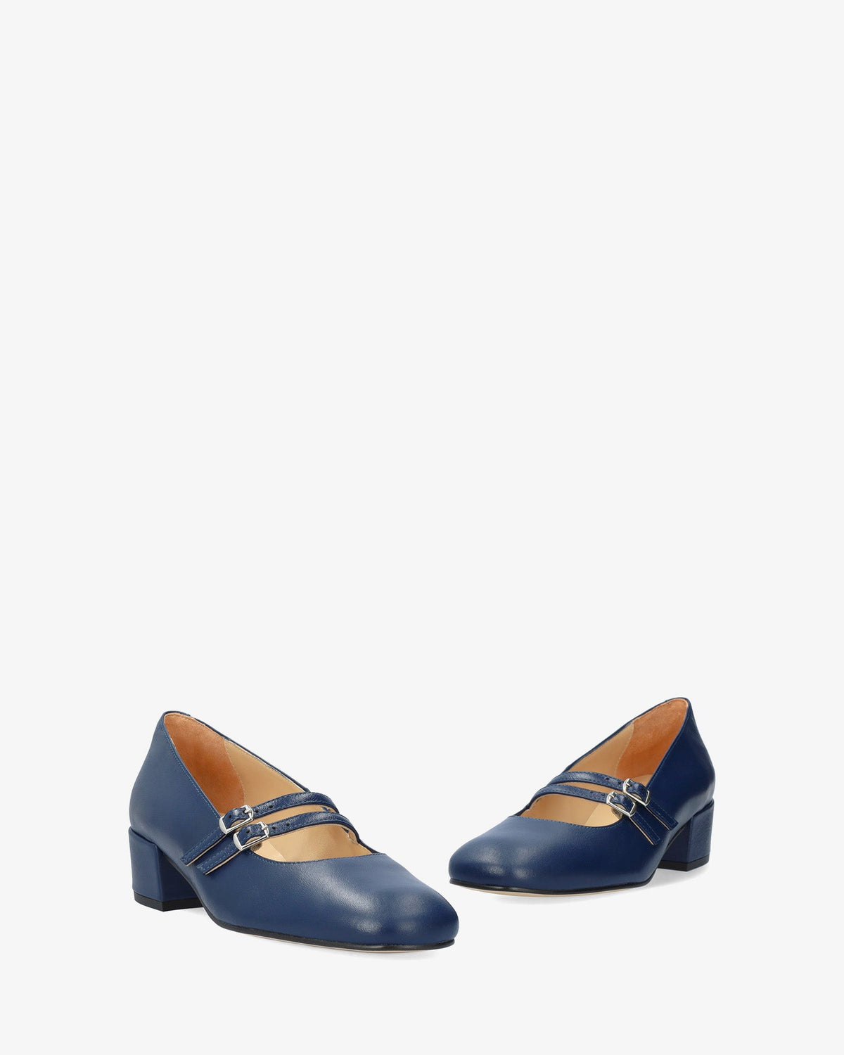 Zapato tacón en piel azul marino