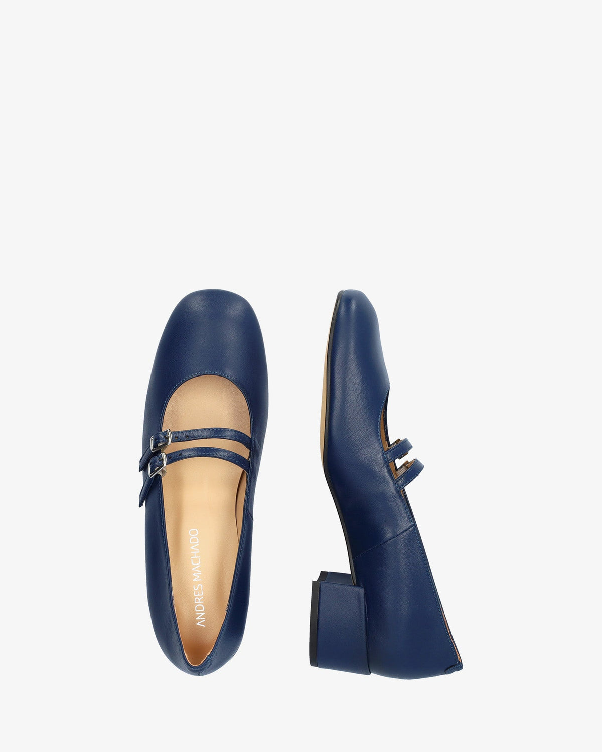Zapato tacón en piel azul marino