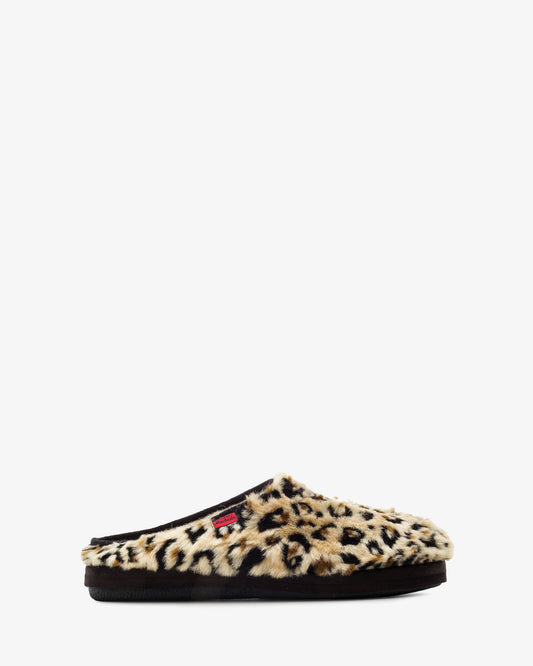 Long-haired leopard-print slippers
