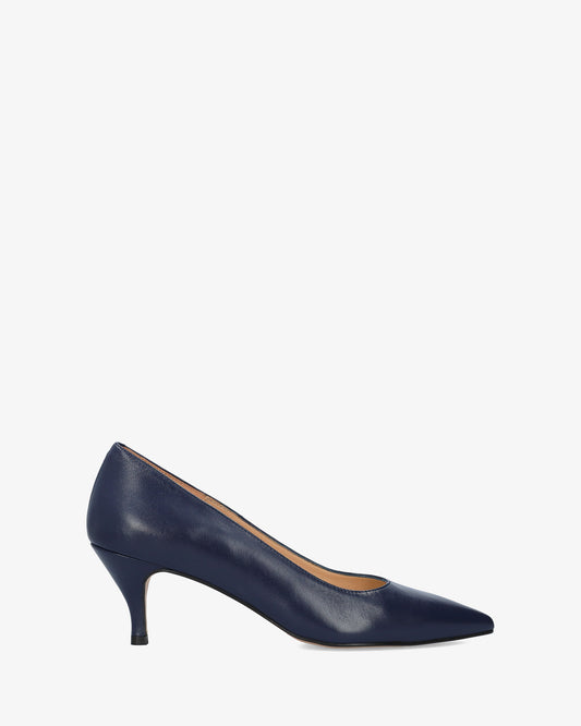 Mid-heel Stilettos in Navy Nappa Leather