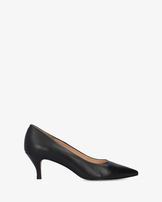 Mid-heel Stilettos in Black Nappa Leather