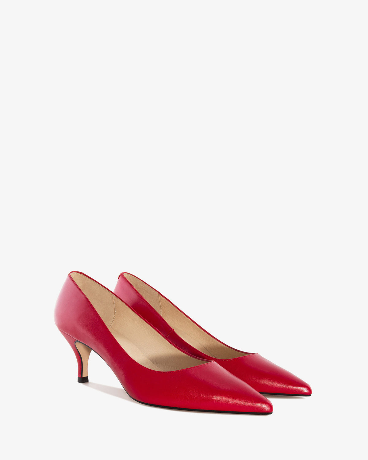 Mid-heel Stilettos in Red Nappa Leather
