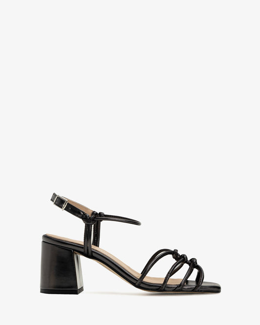 Sandalias nudos piel negro metalizado