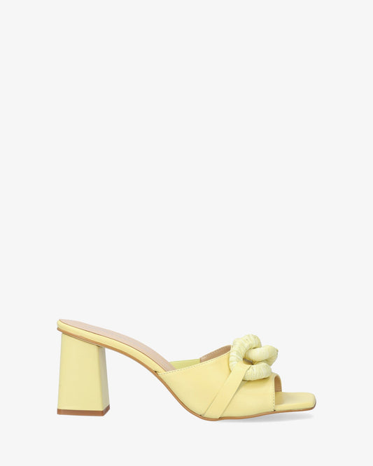 Yellow leather heeled sandal