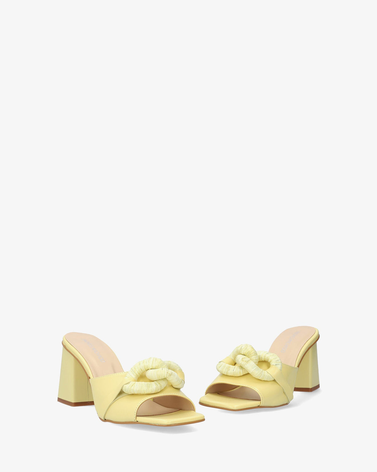 Yellow leather heeled sandal