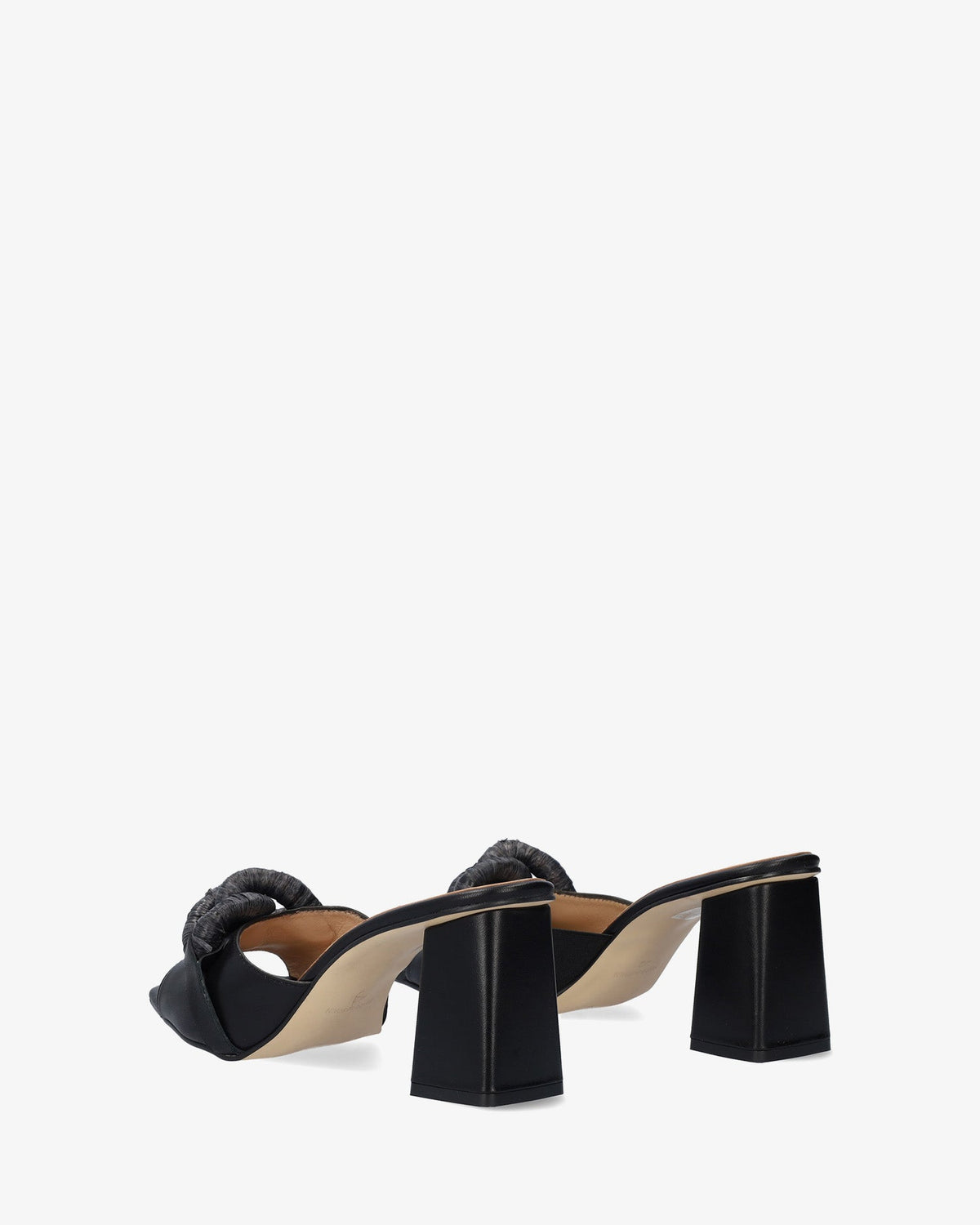 Black leather heeled sandal