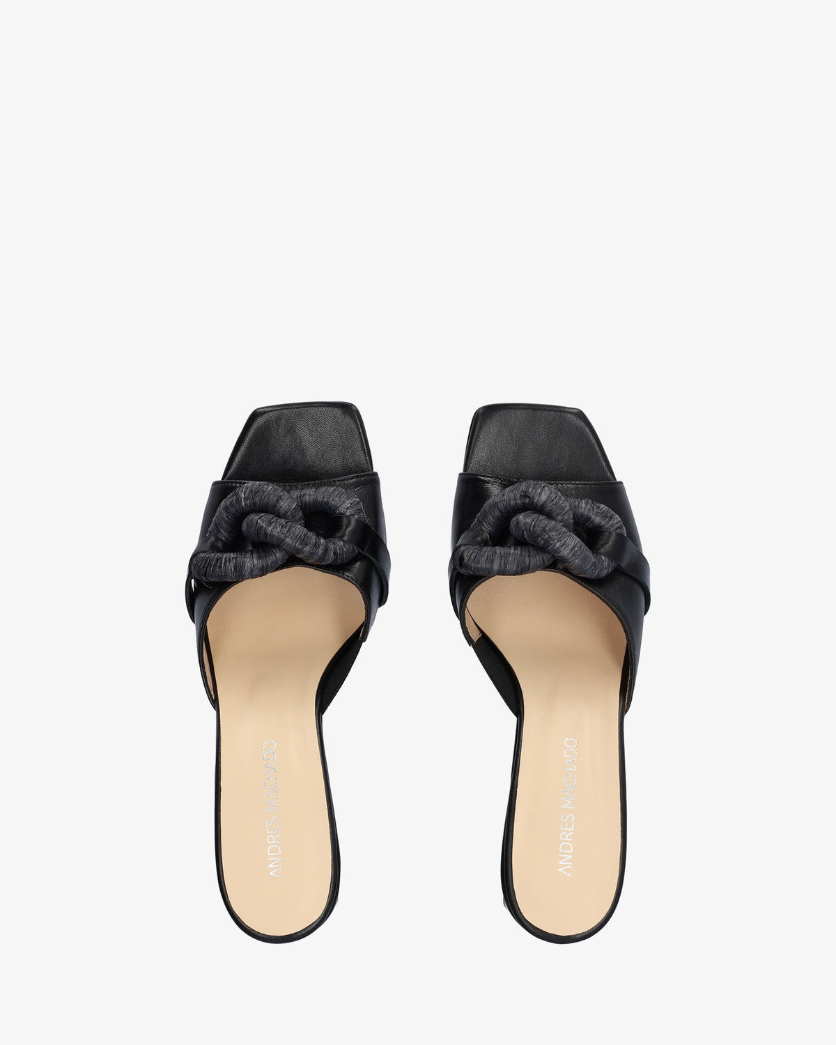Black leather heeled sandal