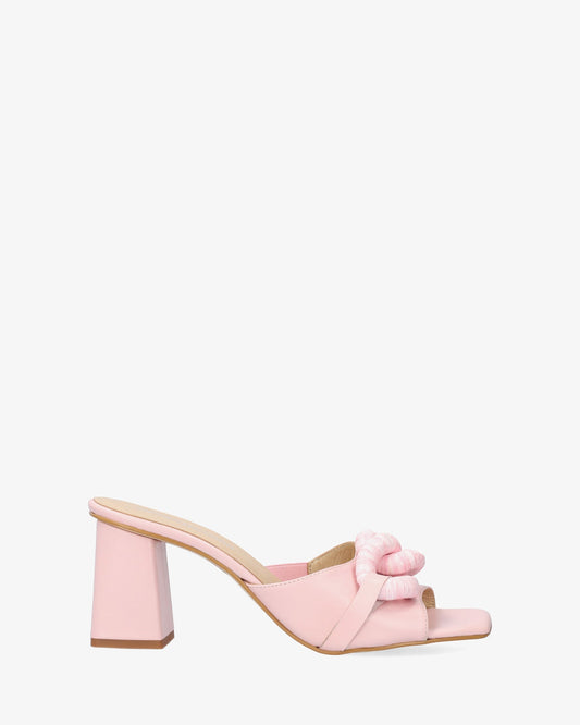 Heeled sandals in Pink Leather