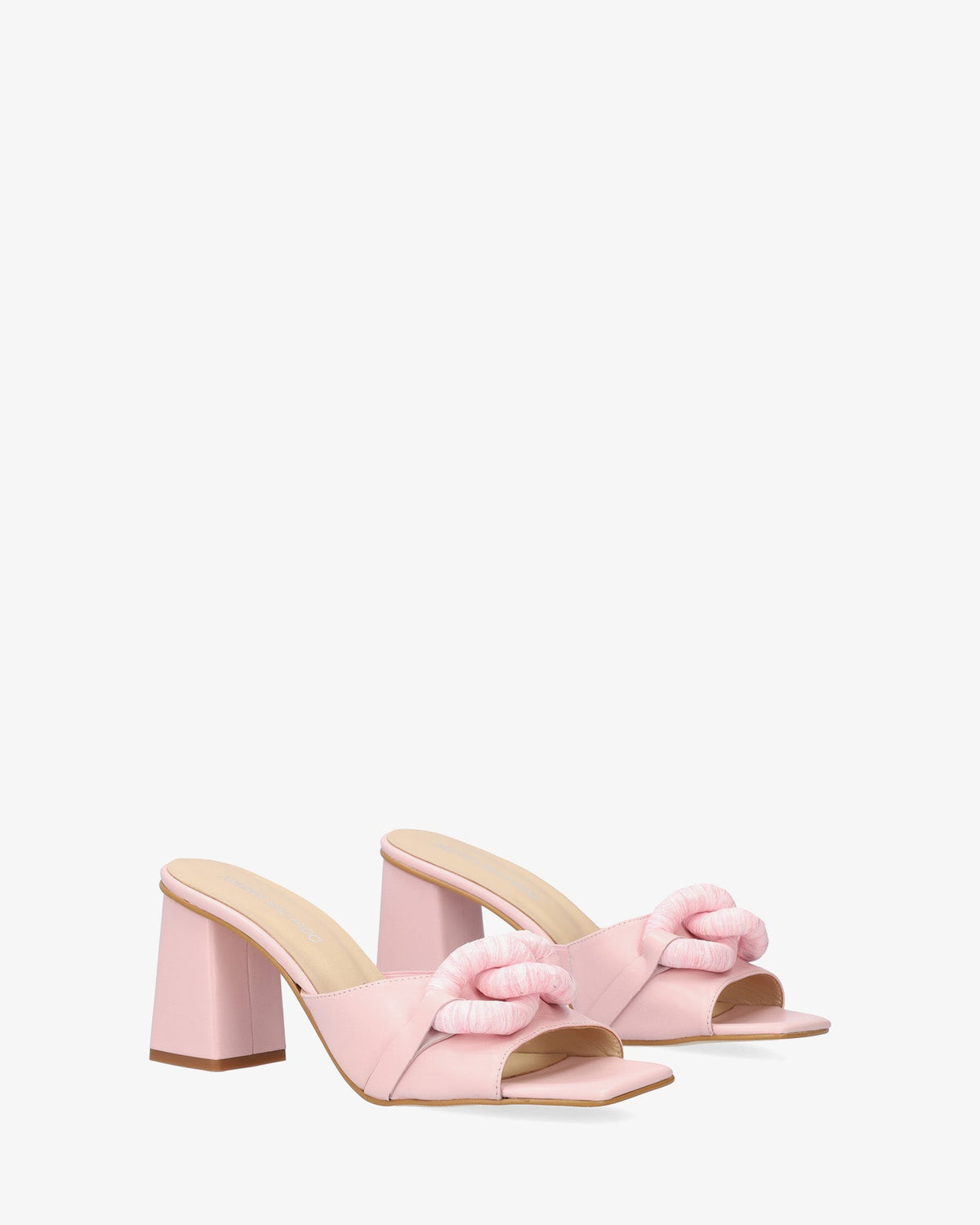 Heeled sandals in Pink Leather