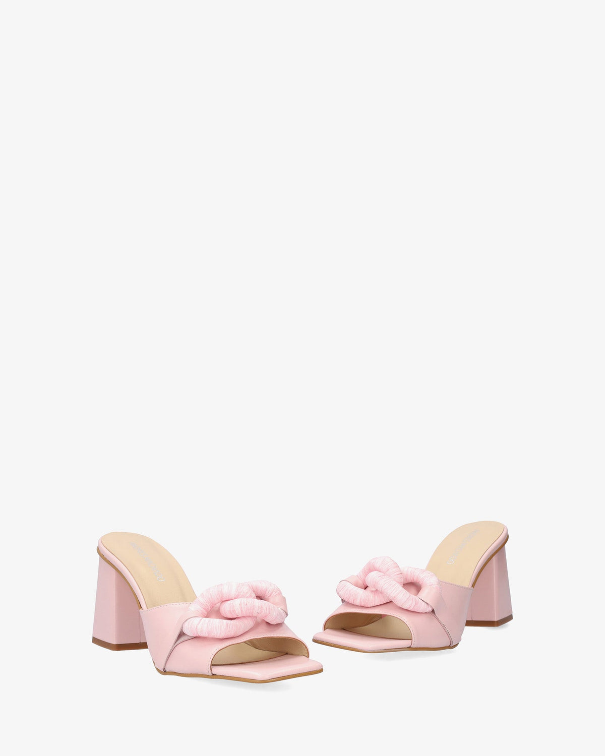 Heeled sandals in Pink Leather